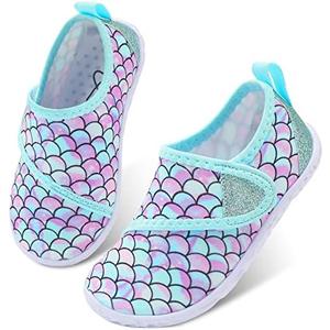 LeIsfIt Toddler Water Shoes Boys Girls Aqua Socks Kids Breathable Swim Shoes Non-Slip Barefoot Beach Shoes, Size 142