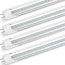 Romwish 2FT LED Tube Light, T8 T10 T12 Type B LED Light Bulb, 10W(24W Equiv.), 5000K Daylight, 1120LM, 24 Inch F20T12 Fluorescent Replacement, Remove Ballast, Double-Ended Power, Clear Cover, 4 Pack