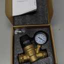 STMOUTUO RV Water Pressure Regulator for RV Camper. Brass Lead-Free Adjustable Camper Water Pressure Regulator with 0-160 PSI Gauge Reducer Valve W Filter Package Includes 1 Raw Tape for Water Pipes.