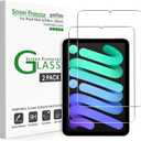 AmFilm Screen Protector for iPad mini 7 (2024, 7th Gen) /iPad Mini 6 (2021, 6th Gen), 8.3-Inch Apple Pencil 2nd Compatible 9H Tempered Glass Film, 2 Pack
