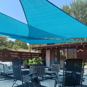 LOVE STORY 12' x 12' x 17' Right Triangle Sun Shade Sails Patio Sunshade Garden Canopy Awning Shade Fabric for Outdoor, Turquoise Blue 1 Pack