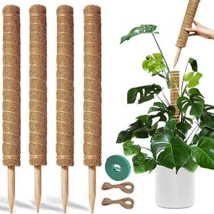Brinman 67Inch Moss Pole, Stackable Moss Stakes for Indoor Plants, 4pcs 17Inch Moss Poles for Climbing Plants Indoor, Plant Support for Potted Plants, Monstera Plant Support (Moss Pole 17 Inch x 4pcs)