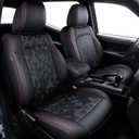 Leather Seat Covers Custom Fit for Tacoma Gen 3rd Double & Crew Cab (2016-2023) - Fully Covered - Fit Like a Glove - Center Console Armrest Covers Included - CamoBlack-Red Stitching