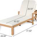 Christopher Knight Home Kayas Acacia Wood Chaise Lounge with Adjustable Backrest, 77.5" Outdoor Sun Lounger with Cushion, Patio Lounger Recliner Chair for Poolside Lawn, Light Teak+Cream, 