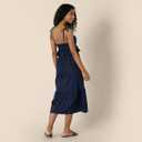 Amazon Essentials Womens Fit and Flare Cotton Sateen Empire Waist Midi Ruffle Dress (XX-Large, Navy)