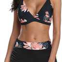 Century Star Women Two Piece Swimsuit Athletic Bathing Suits for Women Ruffled Tummy Control High Waisted Swimsuits (8-10, A2 Pink Print)