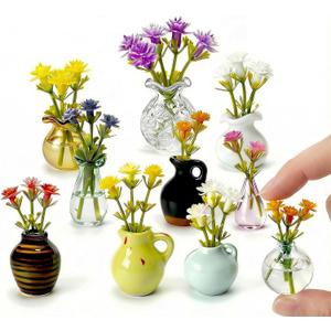 Mini Vase Magnets for Fridge - 10-Pack Mixed Ceramic and Glass Bud Vases - Slam-Proof for Mom, Teachers, Coworkers and Office Decor