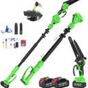 2 in 1 8IN Brushless Cordless Pole Saw & Mini Chainsaw with Extension Pole | Battery Powered Tree Trimmer with Auto Oiler, 24000mAh Batteries for Tree Trimming, Branch Cutting & Yard Maintenance