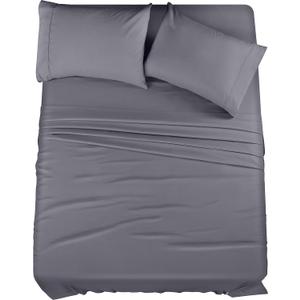 Utopia Bedding Full Sheet Set  4 Piece Bed Sheets for Full Size Bed, Soft and Breathable Microfiber, Includes 1 Fitted Sheet, 1 Flat Sheet and 2 Pillowcases (Grey)