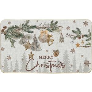 Artoid Mode Xmas Tree Birds Ornament Merry Christmas Doormat, Winter Low-Profile Switch Rug Home Decor Door Mat Floor Mat for Outdoor Indoor 17x29 Inch