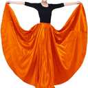 Ladies 20 Yard Elegant Satin Long Full Skirt for Ballroom Belly Dance Performance Costume Dress (One Size, Pumpkin Orange)
