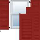 12"W x 35"H Americraft Two Equal Louver Exterior Real Wood Shutters (Per Pair), Fire Red