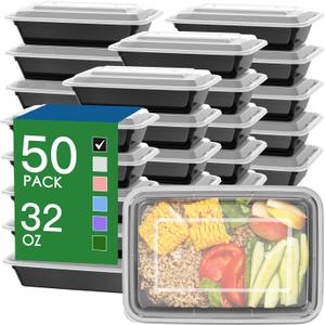 50 Pack (100-Piece) 32 oz Meal Prep Containers Reusable with Easy Open Lids, Sturdy Leakproof Food Safe, Microwave Freezer Dishwasher Safe, To Go Take Out Plastic Food Storage Pans with Lids, Black 50 Pack (100-Piece) 32 oz Meal Prep Containers Reusable with Easy Open Lids, Sturdy Leakproof Food Safe, Microwave Freezer Dishwasher Safe, To Go Take Out Plastic Food Storage Pans with Lids, Black