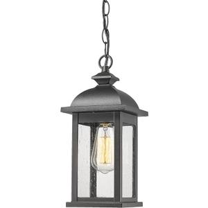 FEMILA Outdoor Pendant Lights for Porch, Exterior Hanging Latern Outdoor Hanging Light Fixture, Black Finish with Clear Glass, 4FD54H BK (13.6")