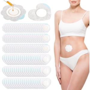 60pcs Heart & Plum Blossom Castor Oil Pack Wrap for Belly Button, Self-Adhesive Navel Bandage Disposable Spunlace Cloth Castor Oil Patches Cover Belly Button Pad Sticker, Highly Absorbent & No-Wash