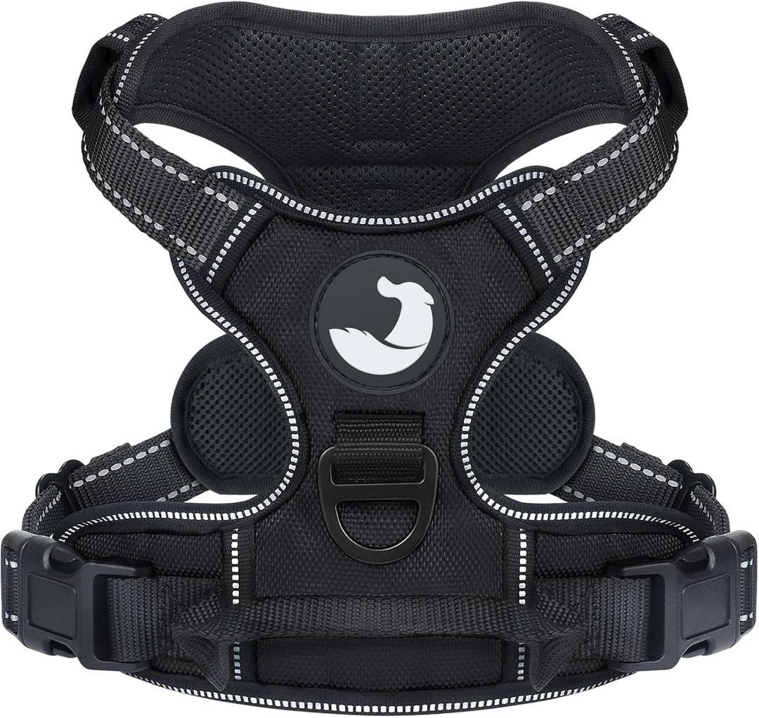 Joytale No Pull Dog Harness for Small Dogs, Reflective Pet Vest with Front Clip, Adjustable Soft Padded Harnesses with Easy Control Handle for Training and Walking, Black, S