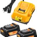 2-Pack 6.0Ah Battery Replacement for Dewalt 20v Battery and with DCB112 Battery Charger StationYellow
