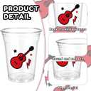 Newtay 60 Pcs Rock and Roll Cups Bulk 12oz Guitar-themed Plastic Cups with Lids Straws Retro Music Party Favors for Birthday Baby Shower Music Parties Decorations