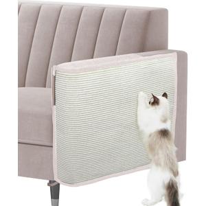 Cat Scratch Sofa Protector,27.6" L*19.6" W Cat Scratch Furniture Protector Pad Couch Arm Shield with Natural Sisal for Protecting Couch Sofa Chair Furniture Beige/Left Handed