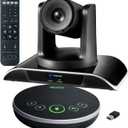 10x Zoom Conference Room Video Camera System, All-in-One HD 1080P 60fps 10X Optical Zoom USB3.0 HDMI PTZ Camera and Bluetooth Conference Speaker with Microphones Bundle for Medium Room