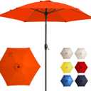 7.5FT Large Outdoor Patio Umbrella with Crank & Tilt - Durable Market Umbrella for Outdoor Patio with 6 Fiberglass Ribs for Poolside, Deck, Yard, Garden, Orange