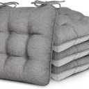 Love's cabin Memory Foam Chair Cushions Set of 4, Outdoor/Indoor Chair Pads for Dining Chairs 4 Pack, Seat Cushions for Kitchen, Dining Room, Office, Patio Chairs, 15.5"x15.5"x3.5" Grey