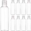 BENECREAT 8 Pack 6.7oz PET Plastic Bottles, Clear Refillable Travel Bottles with Press Disc Flip Cap for Shampoo, Conditioner, Lotion, Cream, Cosmetics & DIY Projects