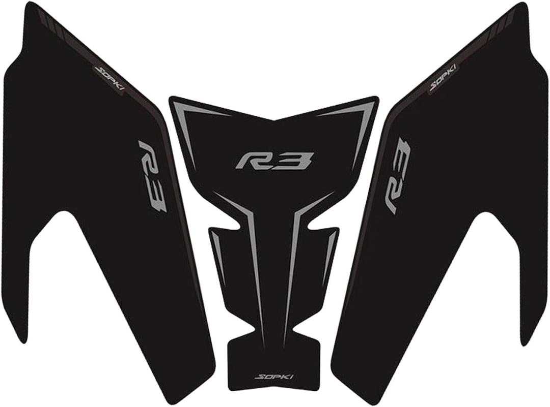 TZMAPU Motorcycle Fuel Tank Protector For Yamaha R3 Fuel Tank Pad Non-Slip Gas Tank Sticker Set Rubber Protection Pad (Black)