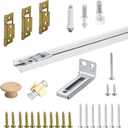 Bifold Door Hardware, 24" Bifold Closet Door Track Replacement Kit, Folding Pocket-Door Hardware Repair Kit with Pivot, Guide Wheel and Bracket,Closet-Door Track for Bedroom, Laundry Room