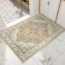 Collive Indoor Door Mat Retro Floor Mat, Non Slip Washable Doormat Large Size Quickly Absorb Welcome Mats Low-Pile Front Door Rug Inside Entryway Carpet for Entrance - 32" x 48" (Taupe)