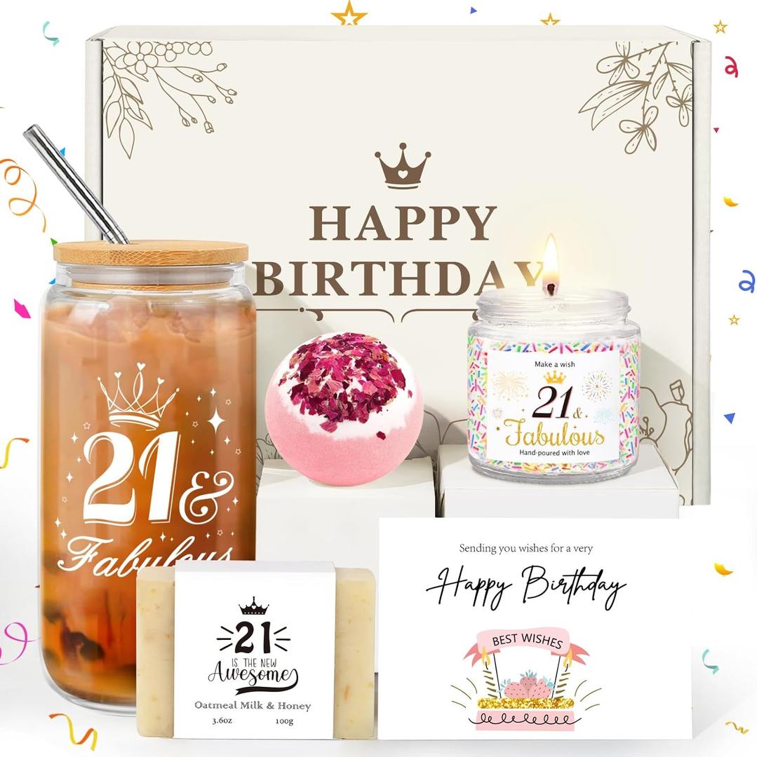 21st Birthday Gifts for Her, Unique 21st Birthday Gift Box for 21 Year Old Women, Her, Daughter, Sister, Best Friend, Female, 21 Fabulous