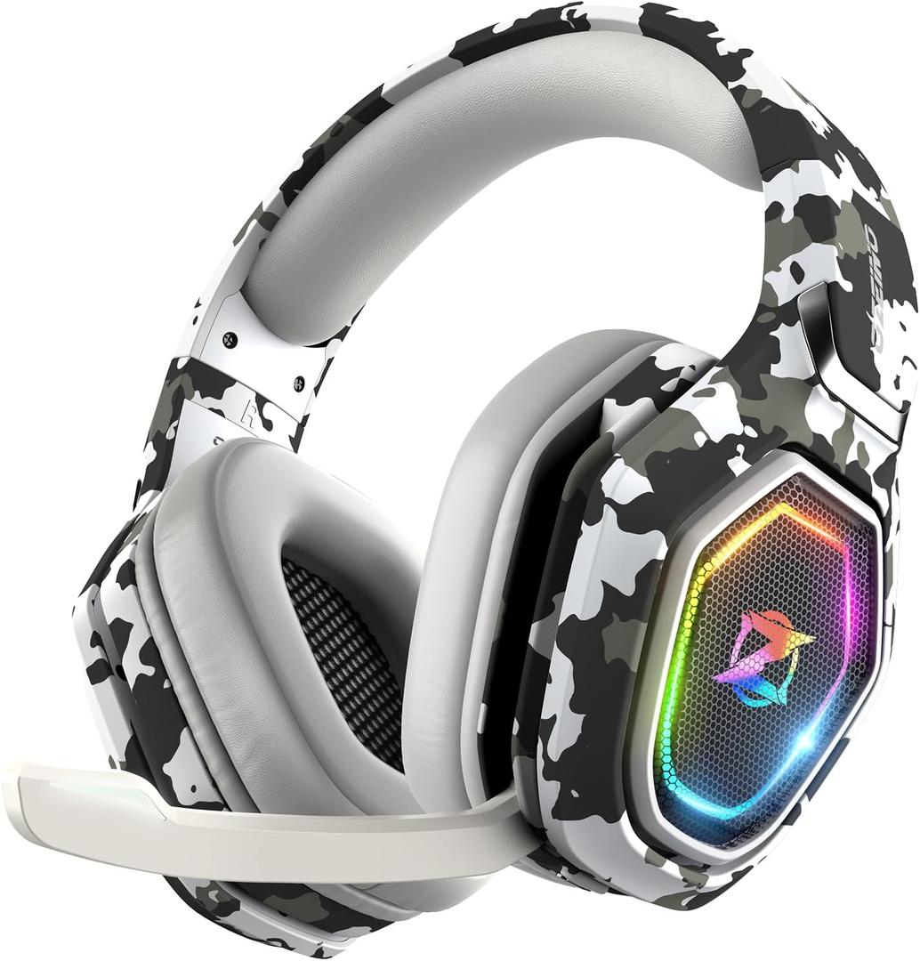 Ozeino Wireless Gaming Headset for Ps5, Ps4, PC, Gaming Headphones with Flip Mic and USB-A & USB-C Transmitter, 40Hr Battery Bluetooth Headset for Mobile, Mac, Laptop