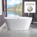 WOODBRIDGE 54" Acrylic Freestanding Bathtub Contemporary Soaking White Tub with Brushed Nickel Overflow and Drain,B1702-BN