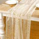 AerWo 10FT Gold Table Runner, Gold Foil Glitter Sheer Sequin Table Runners 120 Inches Long, Wedding Centerpiece Table Decorations for Party Supplies Birthday Bridal Baby Shower Christmas Home Decor