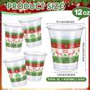 Honeydak 50 Pcs Christmas Cups 12 oz Ugly Sweater Plastic Cups Clear Snowflake Disposable Glasses Xmas Theme Drinking Glasses for Home Xmas Winter Holiday Party Favors Kitchen Supplies Decoration