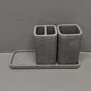ZCCZ Grey Bathroom Accessory Sets, 3 Pieces Bathroom Accessories Complete Set Vanity Countertop Accessory Set, Tumbler, Toothbrush Holder and Tray
