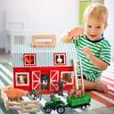 Wooden Barn Toys, Play Barn with 12 Animal Play Figures for 3+ Years Old, Toy Barn and Farm AnimalsWooden Barn Playset for Christmas Birthday Gift for Boys Girls