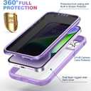 Diaclara Designed for iPhone 14 Case 6.1 Inch,Upgraded Full Body Rugged Clear Bumper Case with Built-in Privacy Screen Protector for iPhone 14,Purple