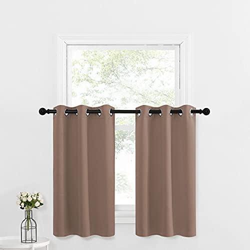 NICETOWN Blackout Curtains Tiers for Nursery - Thermal Insulated Light Reducing Drapes for Half Window for French Door Window Thanksgiving Gift (1 Pair, 29W by 36L with 1.2 inches Header, Cappuccino) NICETOWN Blackout Curtains Tiers for Nursery - Thermal Insulated Light Reducing Drapes for Half Window for French Door Window Thanksgiving Gift (1 Pair, 29W by 36L with 1.2 inches Header, Cappuccino)