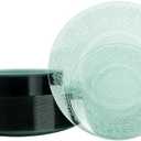 LCCFHTI 28 Pcs Transparent Green Plastic Plates, Elegant Floral Disposable Dessert Plates Combo Pack 7 inch Dessert Plate and 10 inch Dinner Plate, Fancy Green Dinnerware Set for Party, Wedding