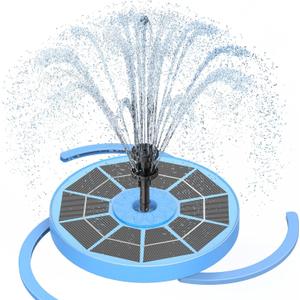 AISITIN 3.5W Solar Bird Bath Fountain Built-in 1800mAh Battery, Solar Water Pump with 8 Nozzles, Solar Powered Fountain Pump for Garden Birdbath Pool Fish Tank Pond and Outdoor (Blue)