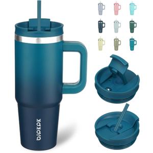 BJPKPK Tumbler With Handle And Straw 30oz Insulated Tumbler Cups With Lid Stainless Steel Travel Coffee Mug,Indigo Black