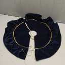 Mini Christmas Tree Skirt Velvet Plush Tiny 20 Inch Navy Blue Vintage Christmas Tree Skirts Luxury Miniature Farmhouse Xmas Decorations for Home Party Winter