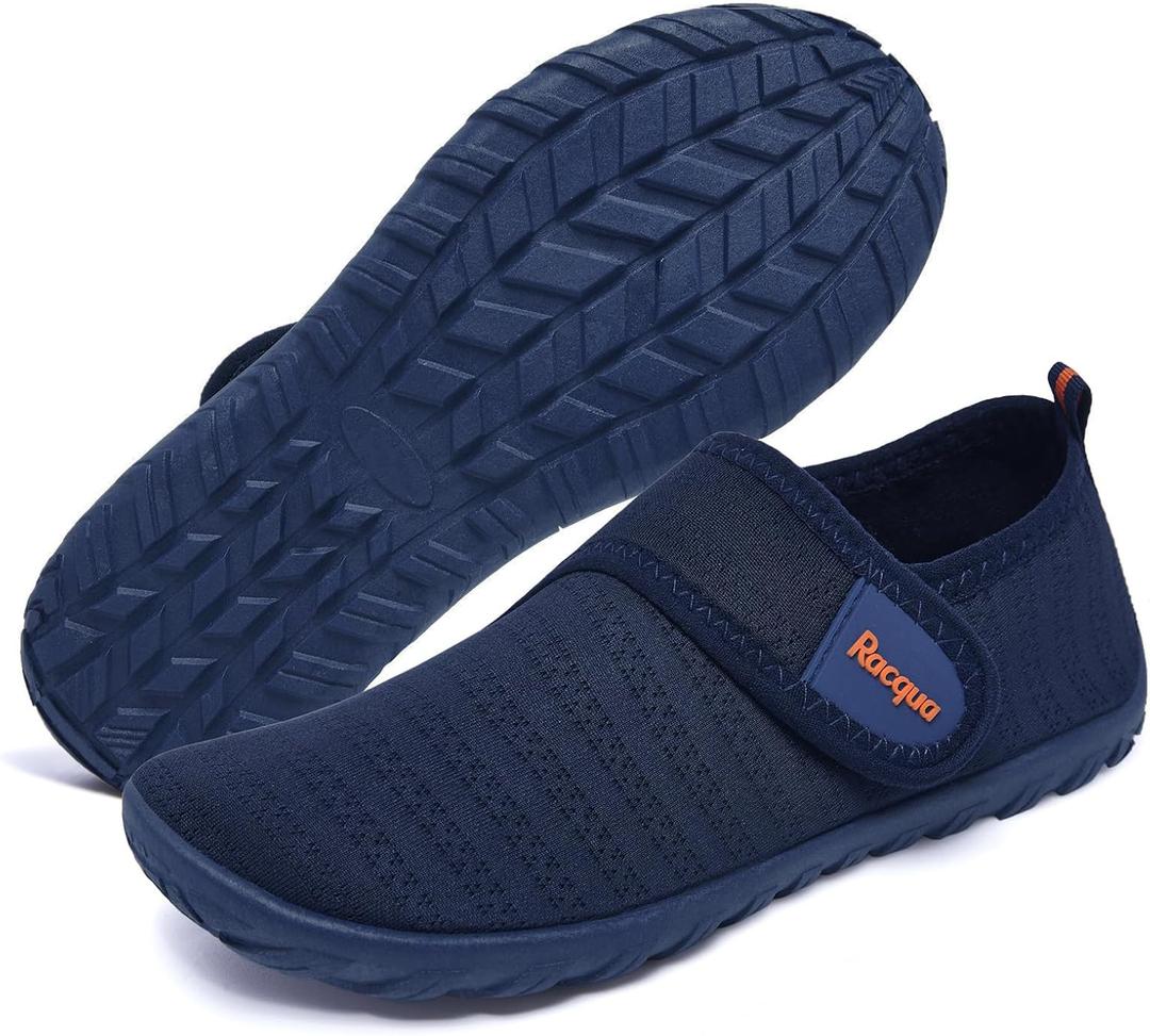 Racqua Kids Water Shoes Boys Girls Quick Dry Barefoot Lightweight Beach Sport Aqua Shoes Swim Pool Walking Surfing Boating Shoes Big Kid Blue/ Orange 6