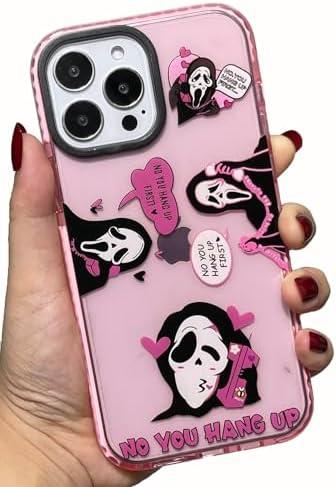 Cute Skull Skeleton Case for iPhone 13 Pro 6.1 inch, Scream Horror Movie Printed, Soft TPU Clear Kawaii Shockproof Cover for Women Girls Cool Funny Cartoon Halloween Phone Cases for iPhone 13 Pro