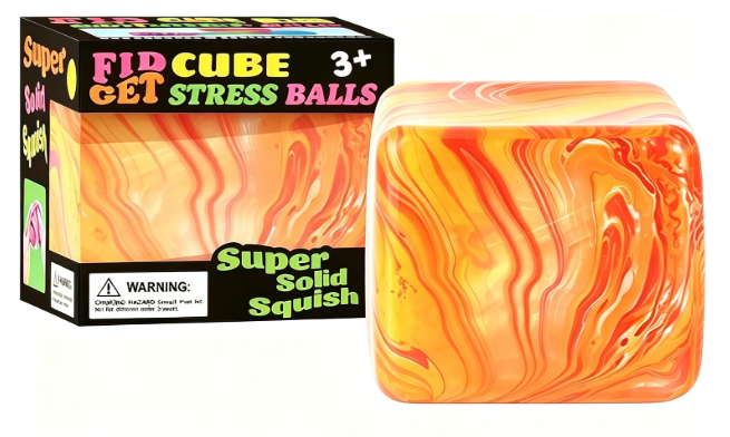 Fidget Toys Squishy Stress Cube, Stress Balls for Kids Adults Squishies Stress Relief, Ice Squishy Cube Sugar Balls, Sensory Toys for Kids with Autism, Fidgets for Classroom Prize Toys (Orange)