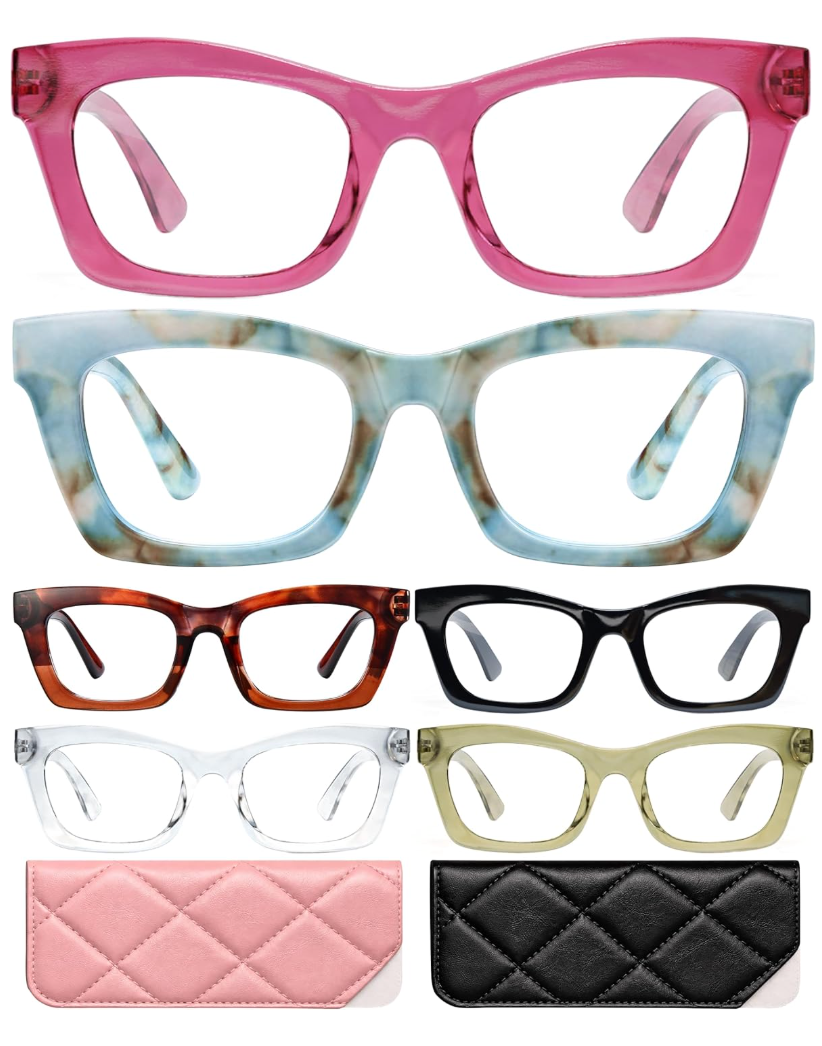 CCVOO Oprah Style Reading Glasses for Women, Stylish Eyeglasses, Blue Light Readers, Cheaters