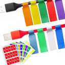 270 PCS Tear Resistant Cable Labels, 9 Colors Waterproof Cable Tags Wire Labels for Management, Cord Label Can Write On, Self Adhesive Wire Label Printable for Laser Printer and Handwriting