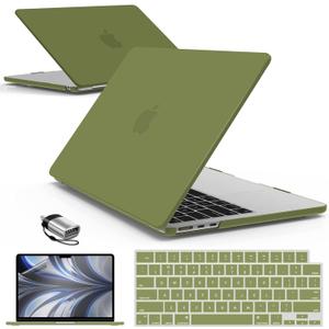IBENZER Compatible with MacBook air 13 inch Case 2026 2025 2024 2023 2022 M4 A3240 M3 A3113 M2 A2681, HardShellCase w/KeyboardCover ScreenFilm Type-C for Mac air 13.6", Matcha Green, KK-MOGN+2TC