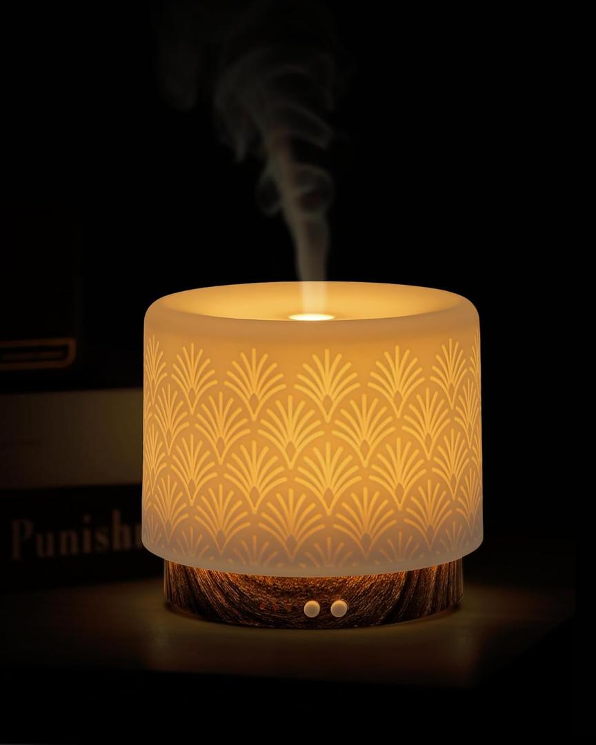 Diffuser for Home,Essential Oil Diffuser 280ml Aromatherapy Oil Diffuser Ultrasonic Cool Mist Diffuser with Auto Shut-Off Protection,Bedroom Vaporizer Humidifier for Home Office SPA Yoga (Brown Coral)